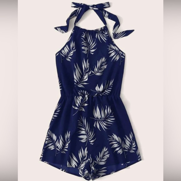 curve plus size 2 XL navy blue tropical romper - Picture 5 of 5